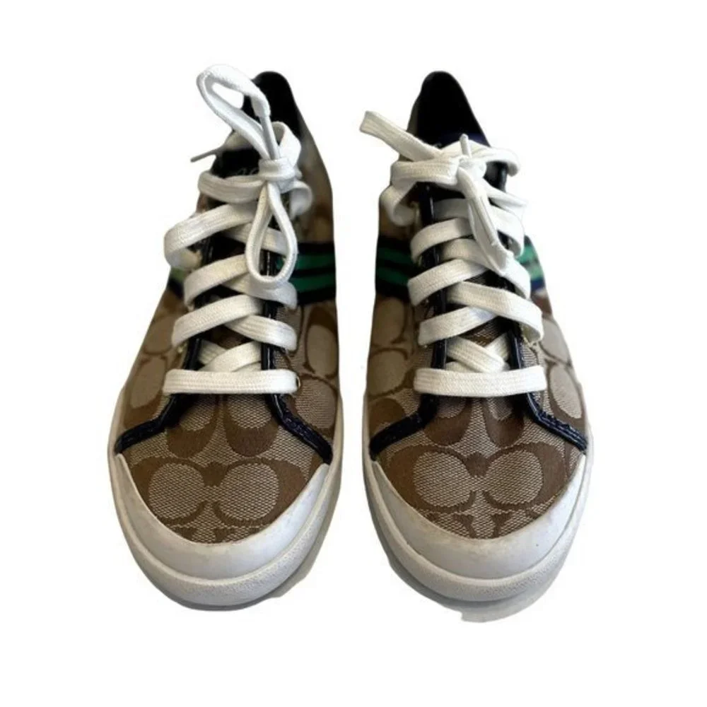 SIZE 6. COACH Folly logo canvas &‎ leather sneakers shoes.